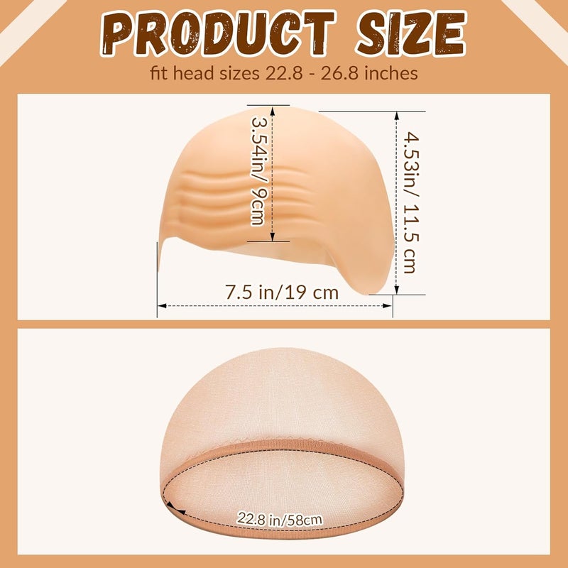 JOLYEAK 2 pcs Bald Caps Latex Bald Cap with Nylon Wig Caps Makeup Costume Accessories Adult Cosplay Party Supplies - Image 2
